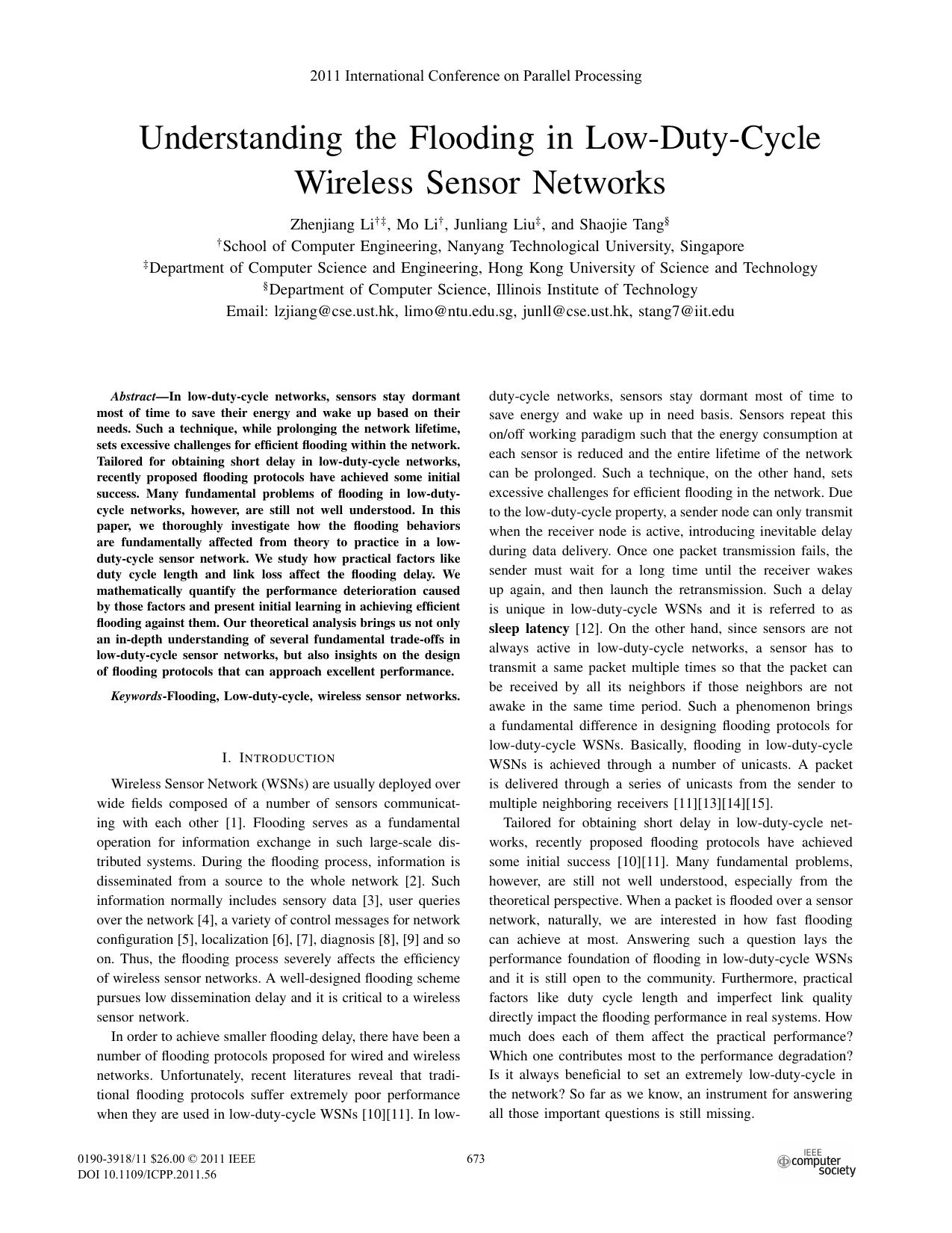 Understanding the Flooding in Low-Duty-Cycle Wireless Sensor Networks