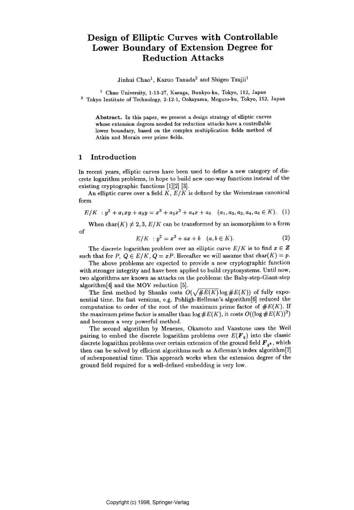 Design of elliptic curves with controllable lower boundary of extension degree for reduction attacks