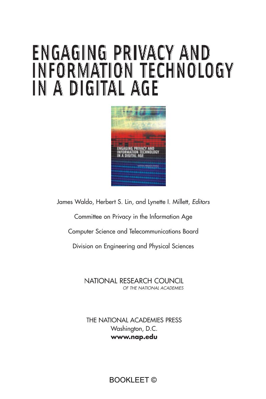 Committee on Privacy in the Information Age, National Research Council