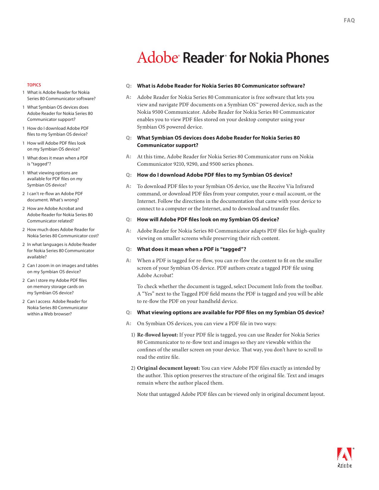 Adobe Reader for Nokia Phones