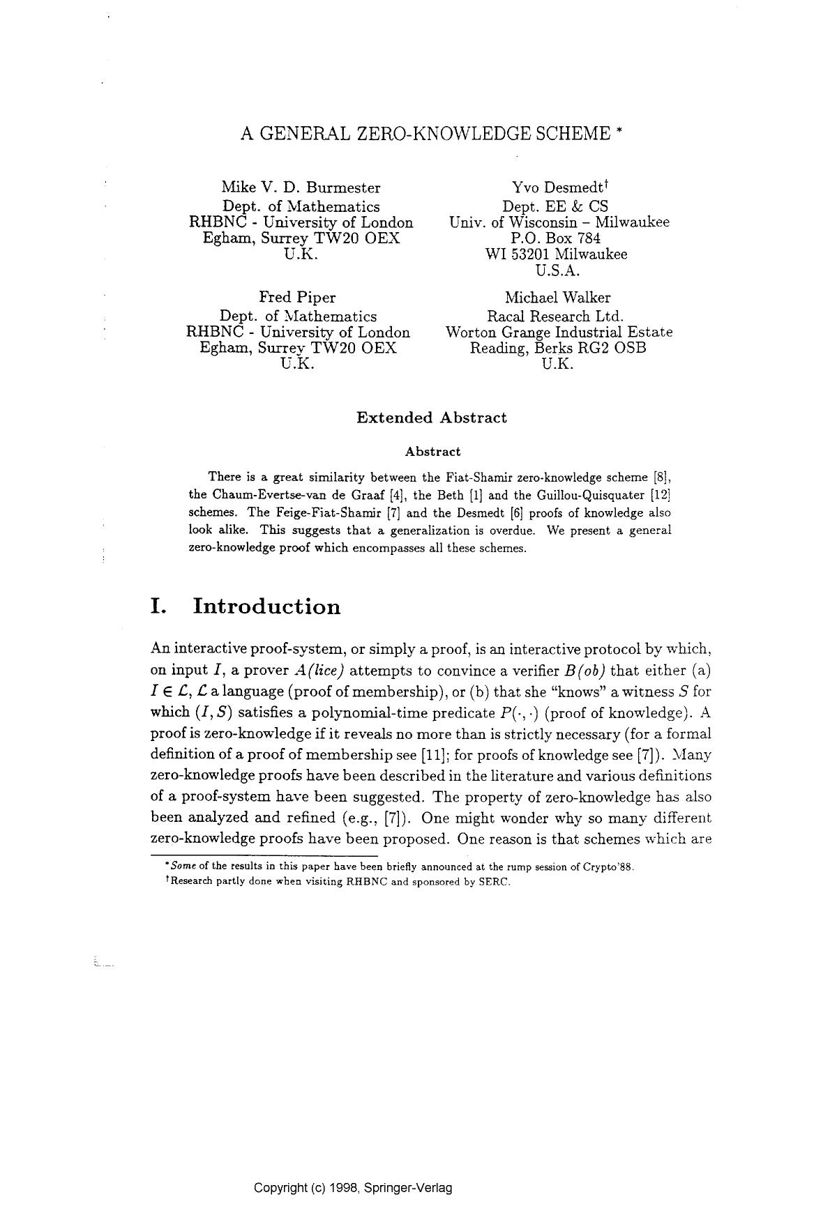 A general zero-knowledge scheme