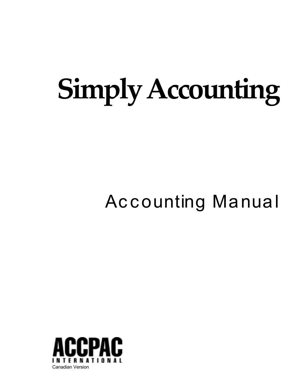 Simply Accounting -- Accounting Manual