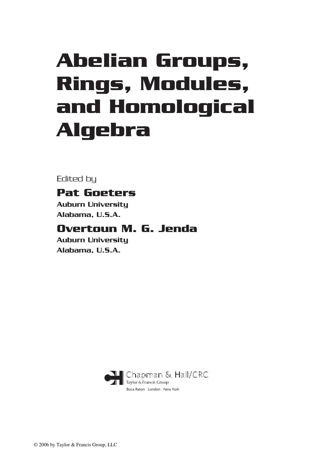 Abelian Groups, Rings, Modules, and Homological Algebra
