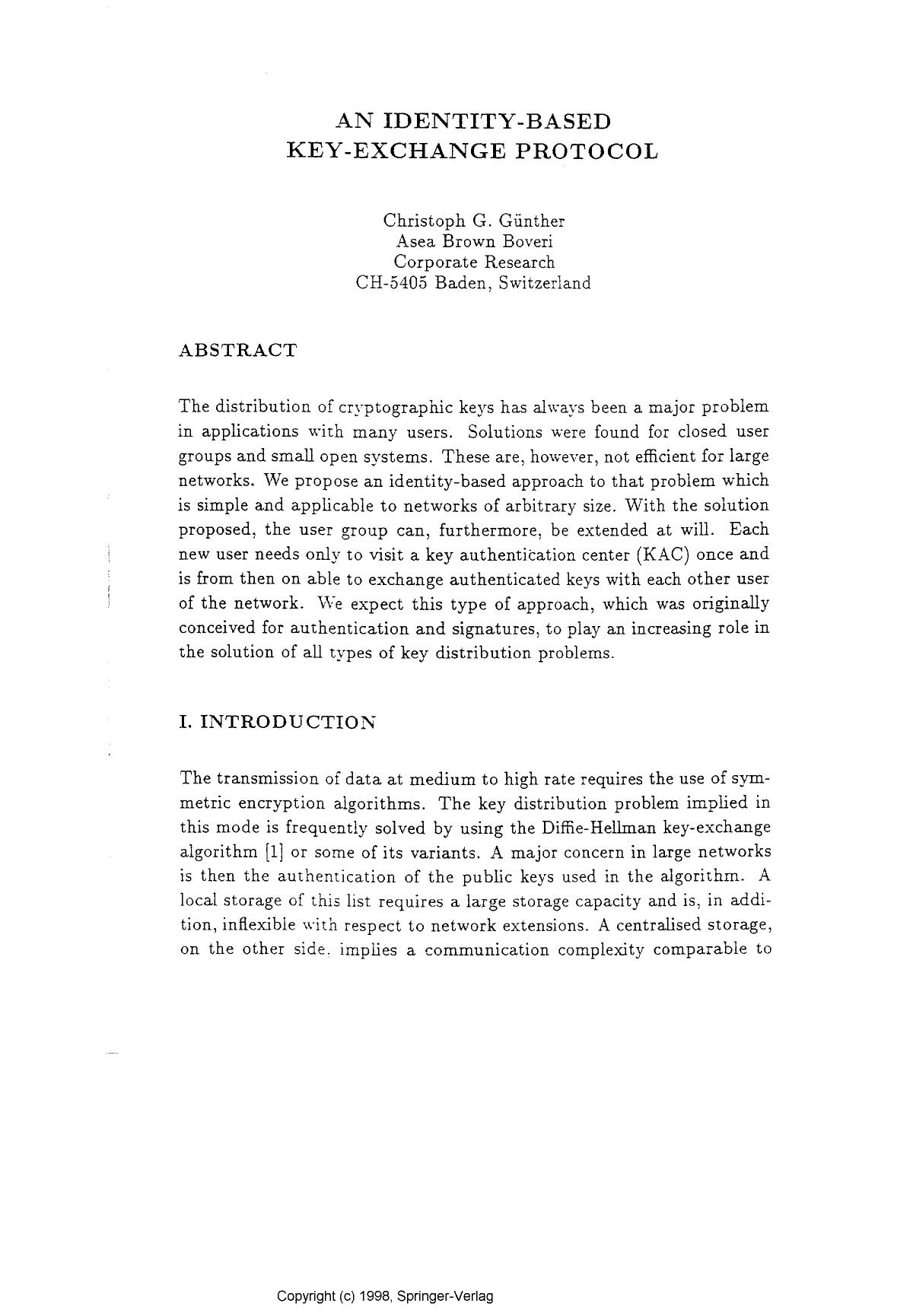 An identity-based key-exchange protocol