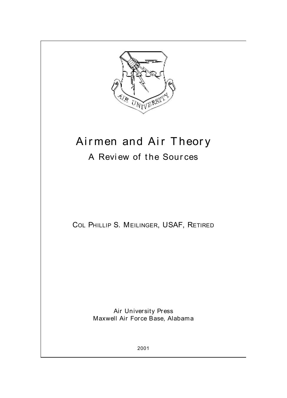 Airmen and Air Theory: A Review of the Sources