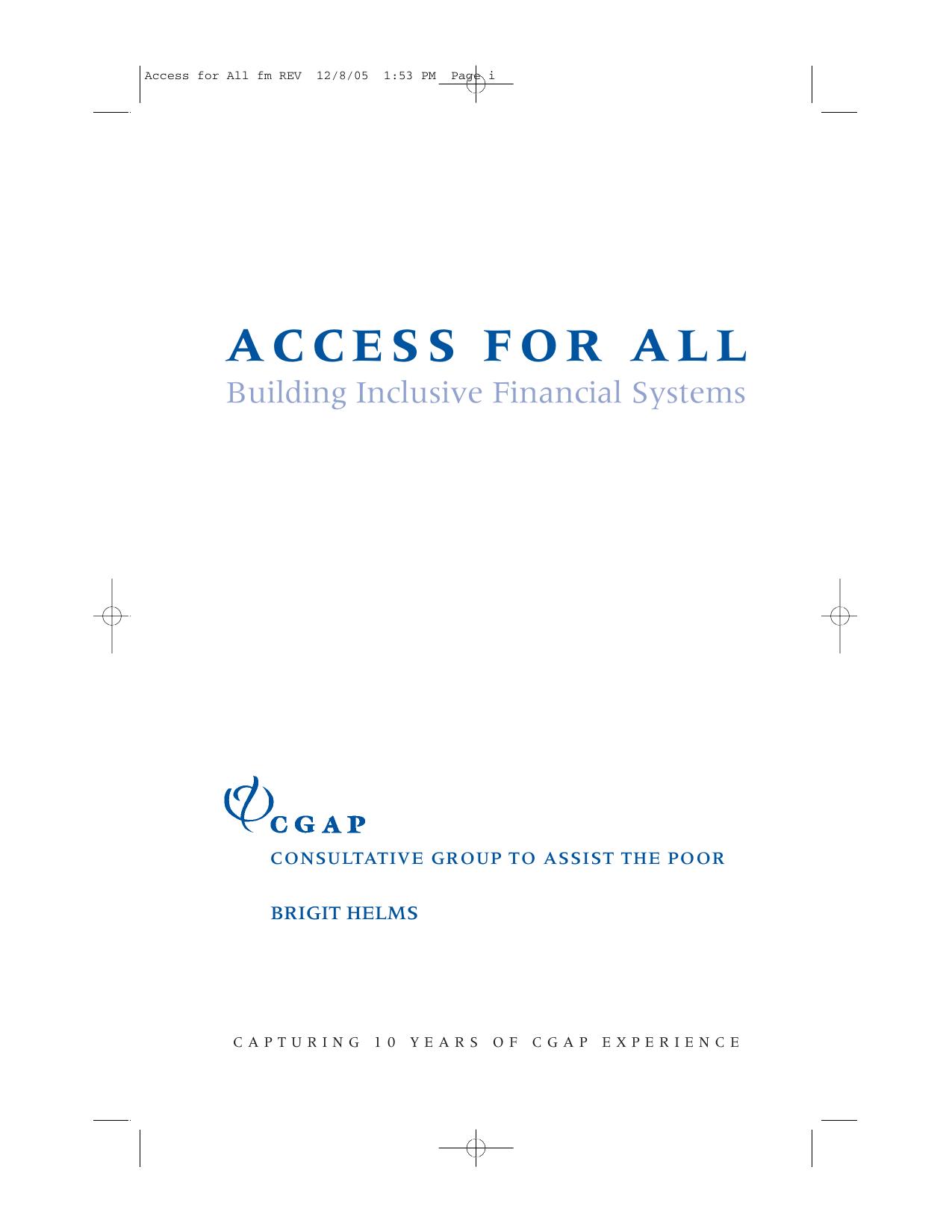 Building inclusinve Financial Systems by World Bank 2006