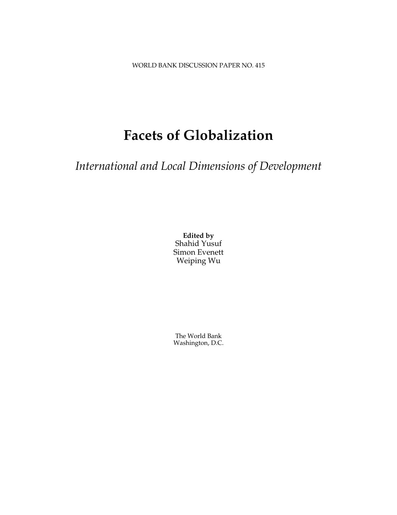 Facets of Globalization: International and Local Dimensions of Development