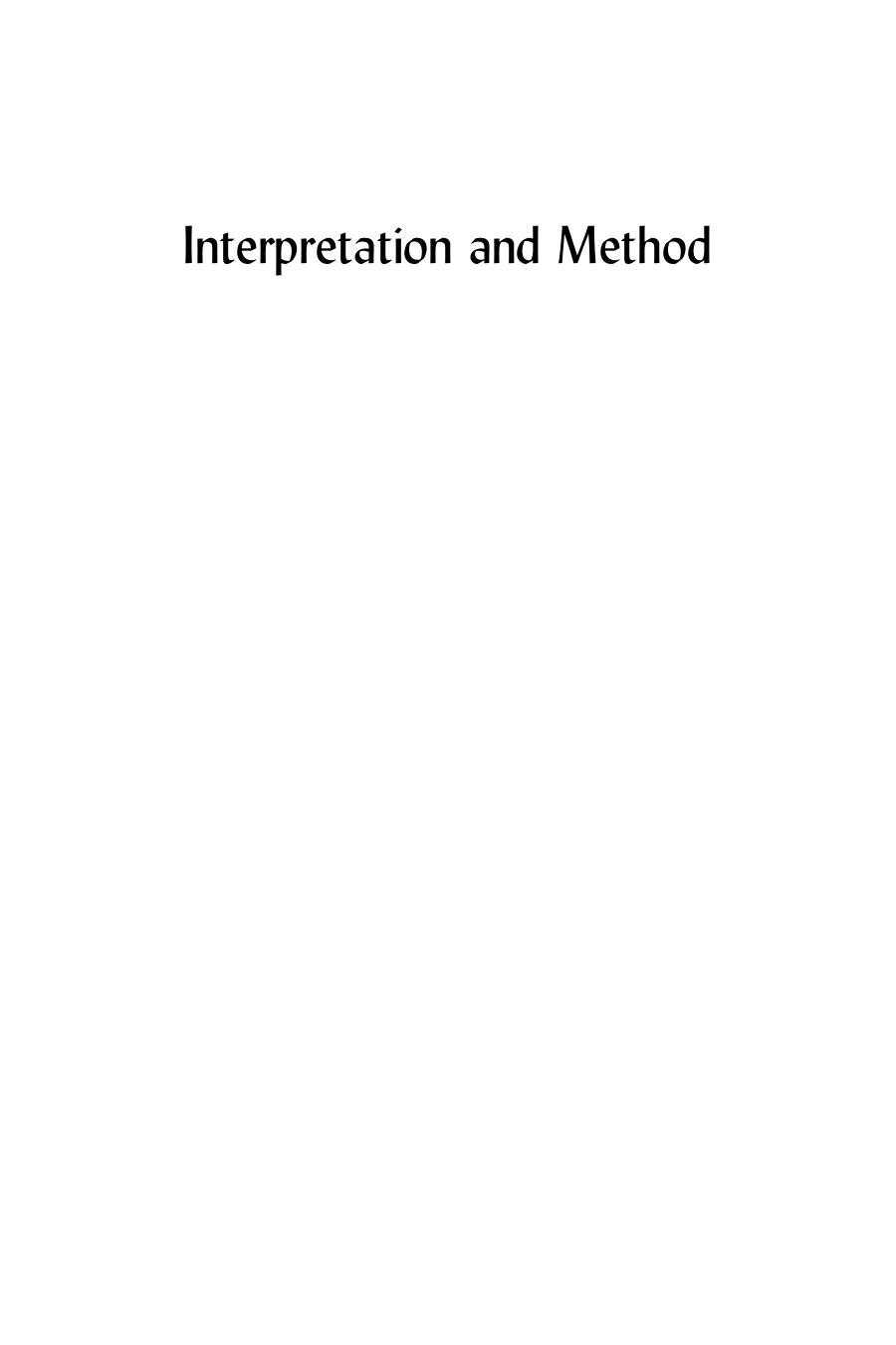 Interpretation and Method