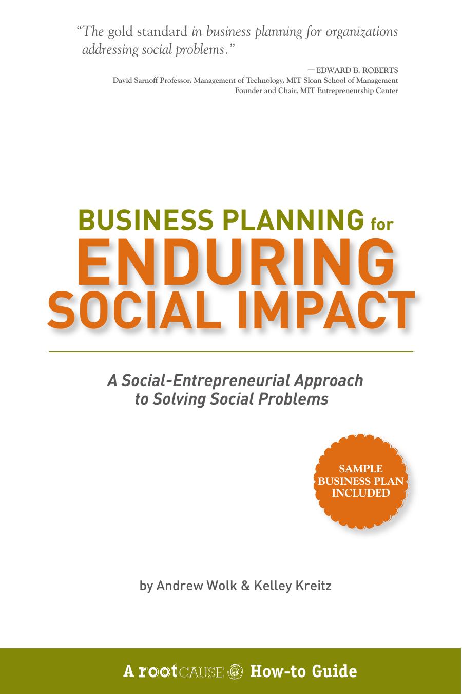 Business Planning for Enduring Social Impact