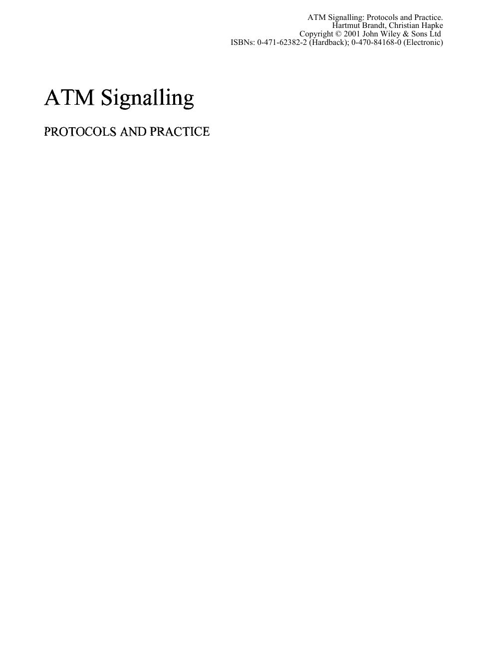 ATM Signalling: Protocols and Practice