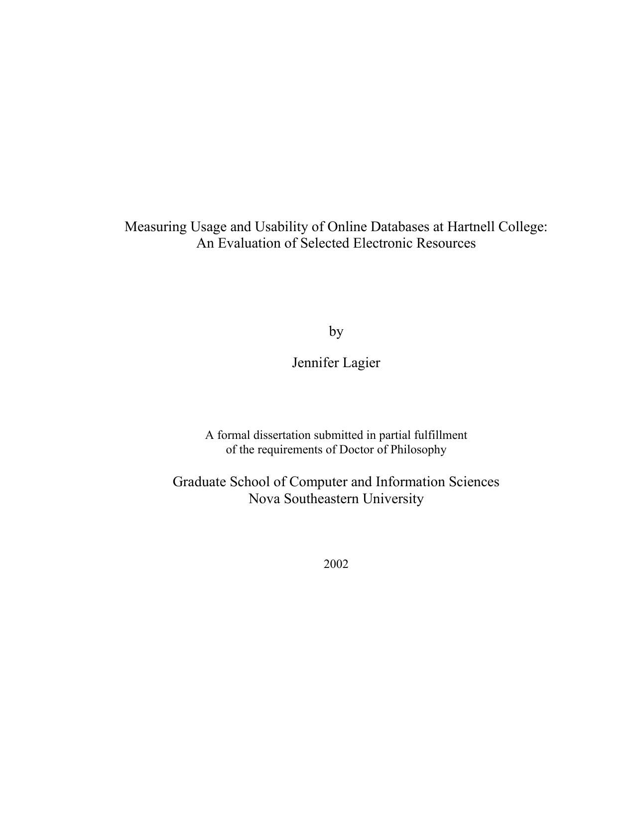 Measuring Usage and Usability of Online Databases at Hartnell College:
