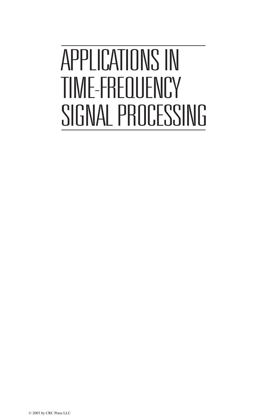 APPLICATIONS IN TIME FREQUENCY SIGNAL PROCESSING (2)