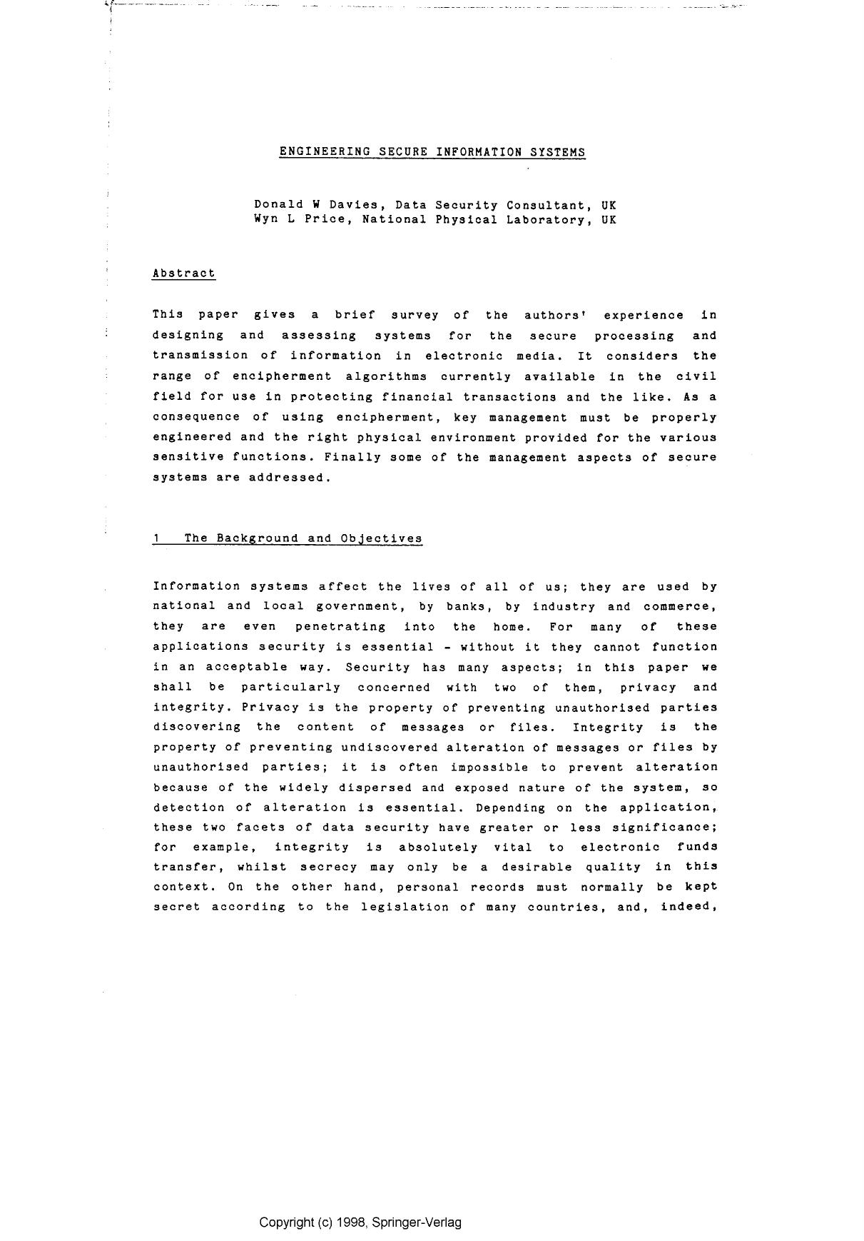 Engineering secure information systems.