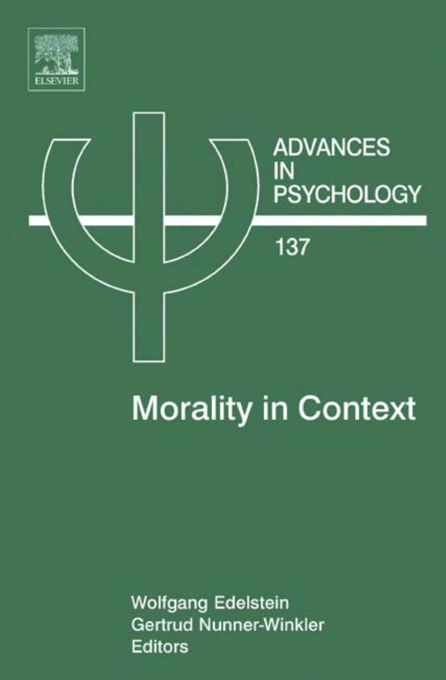 (Advances in Psychology 137) Wolfgang Edelstein and Gertmd Nunner-Winkler (Eds.)