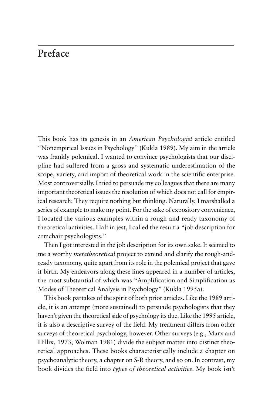 Methods of Theoretical Psychology: Preface - Preface