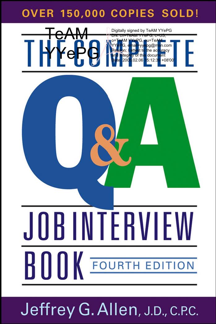 The Complete Q&A Job Interview Book (Fourth Edition)