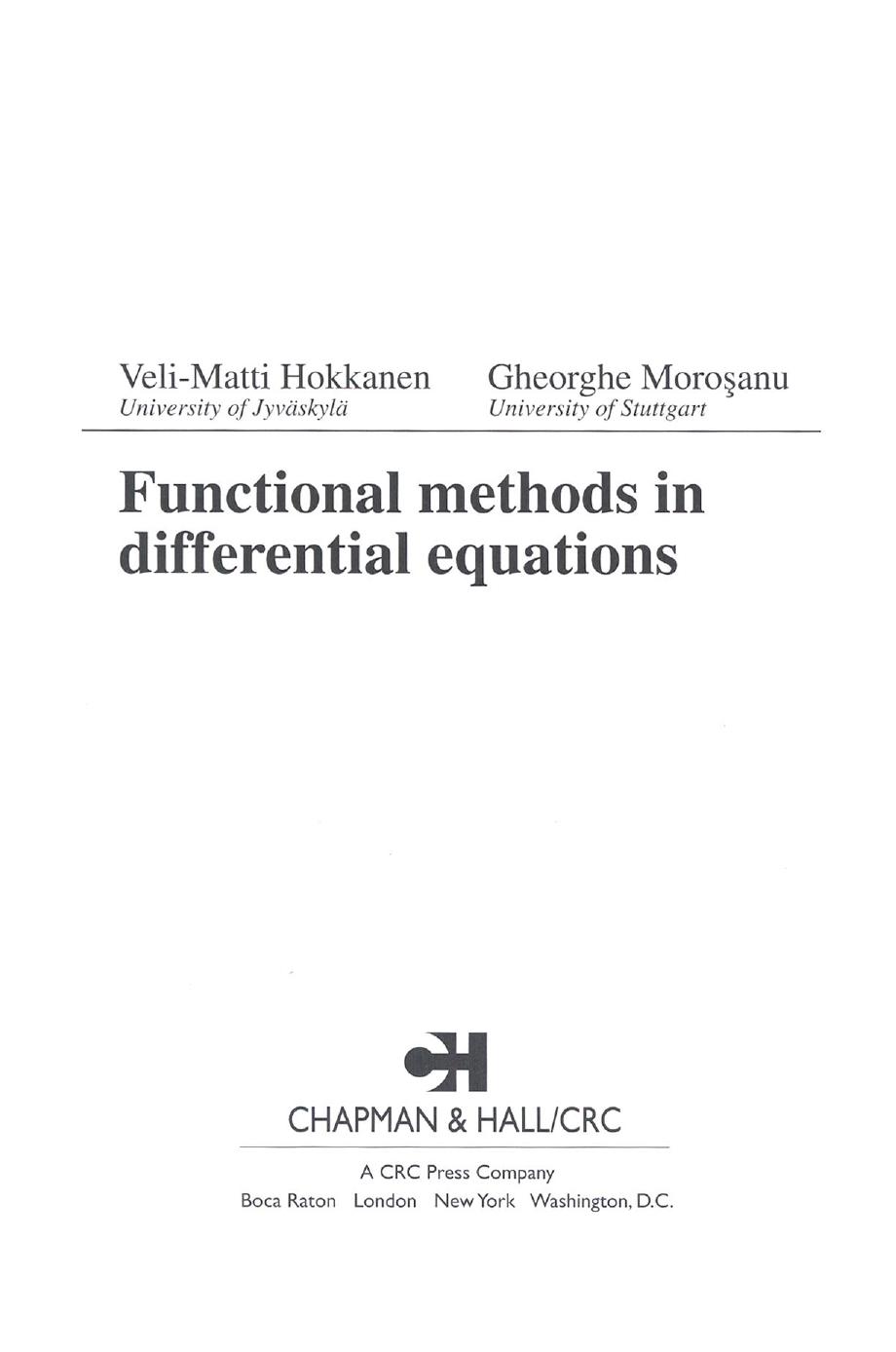 (Research notes in mathematics 432) Veli-Matti Hokkanen, Gheorghe Morosanu
