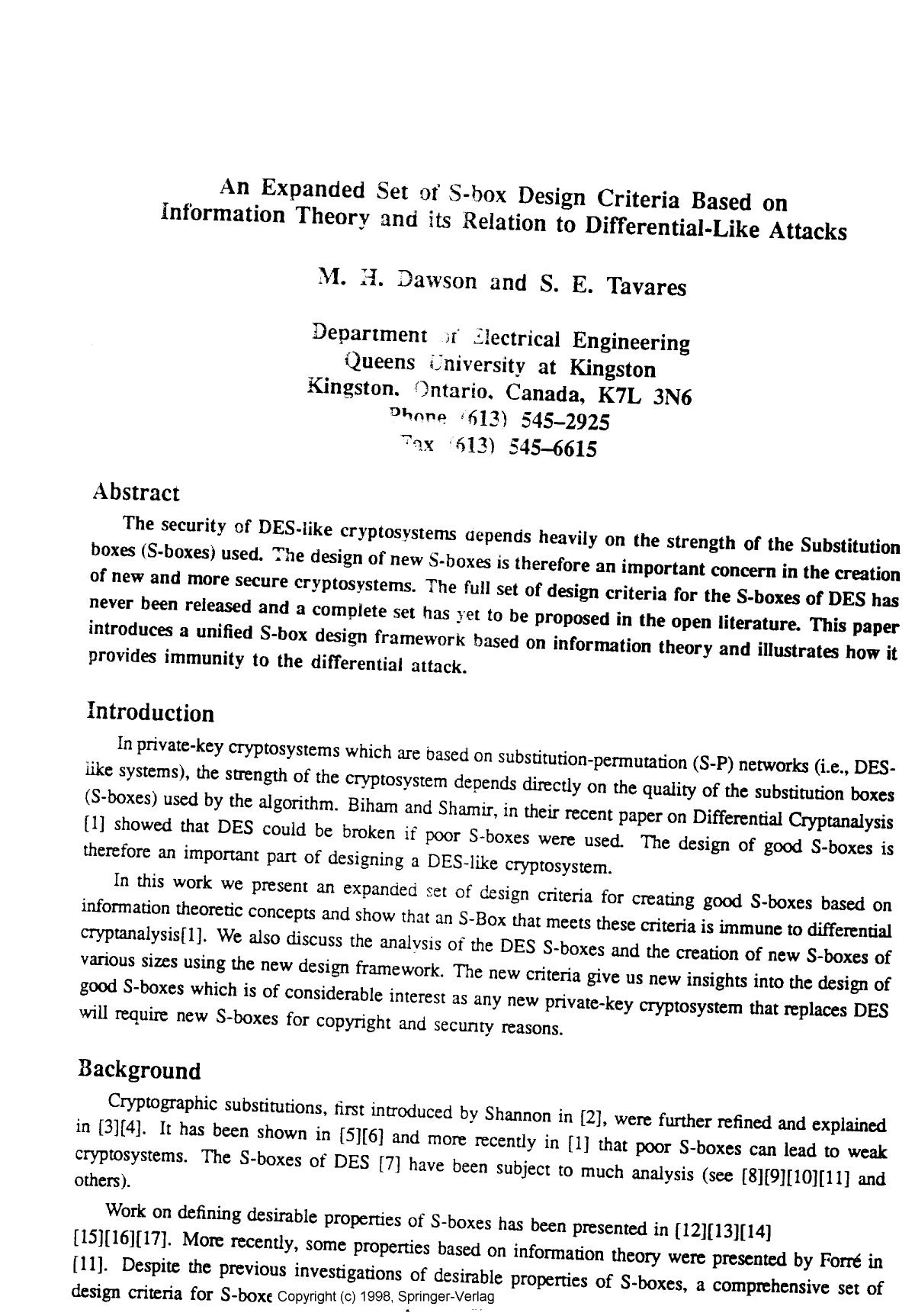 An expanded set of S-box design criteria based on information theory and its relation to differential-like attacks