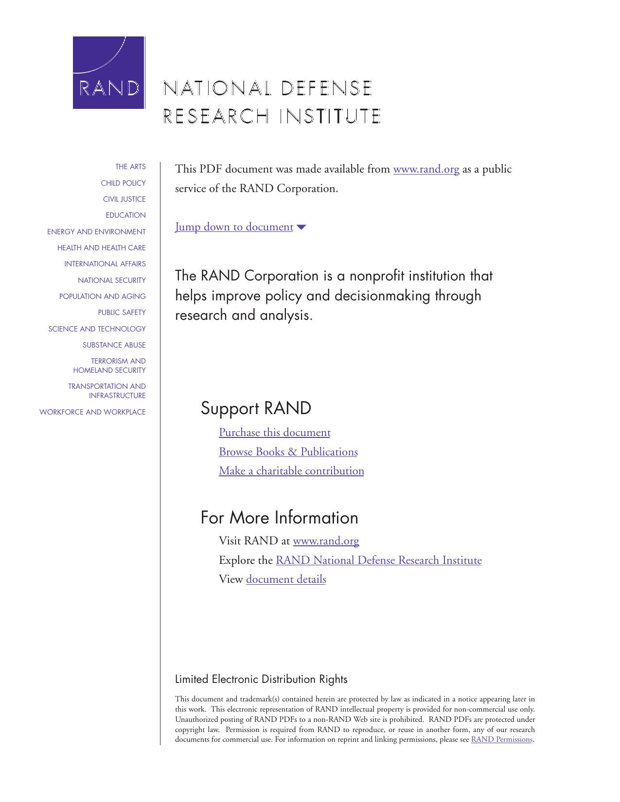 Developing a Defense Sector Assessment Rating Tool