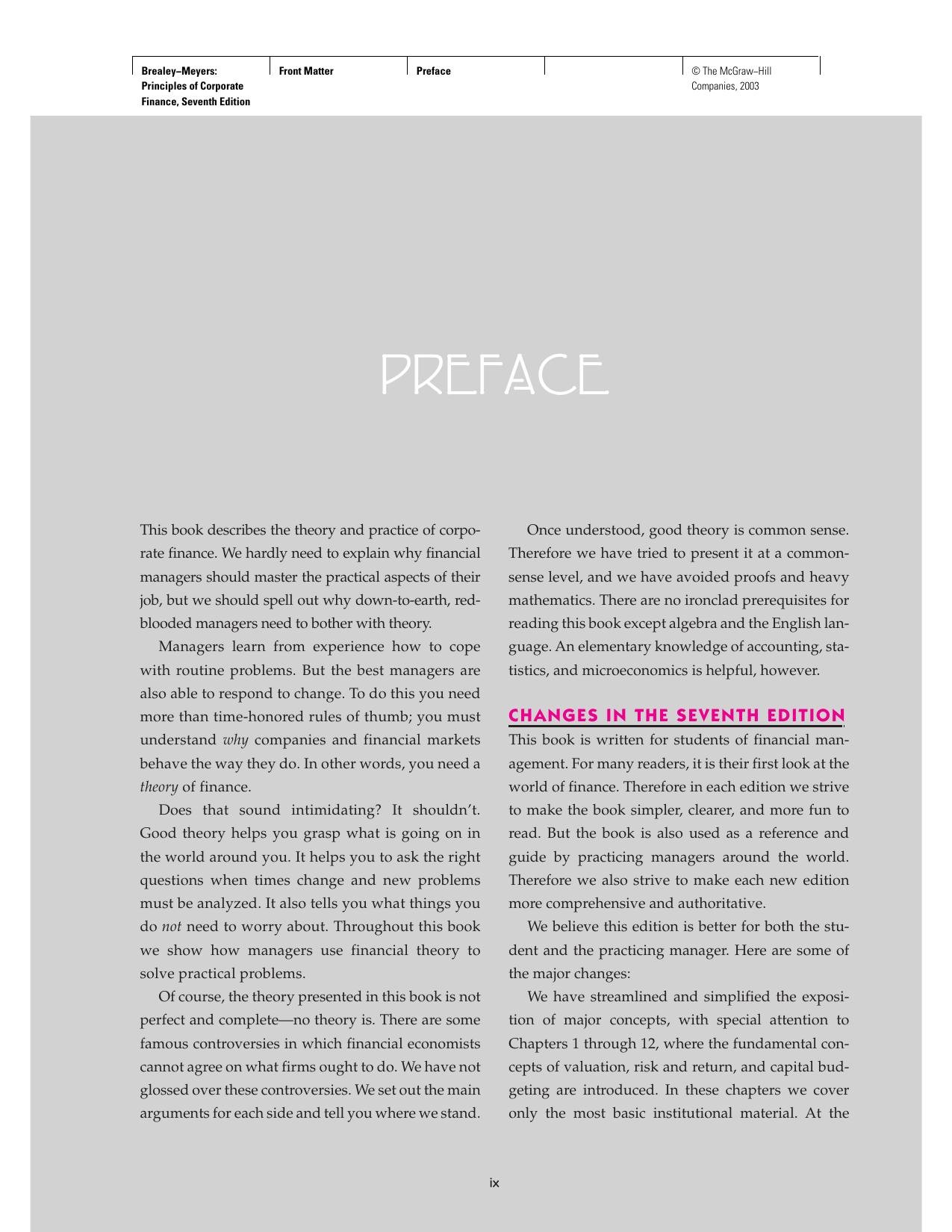 Brealey-Meyers. Principles of Corporate Finance 7th Edition