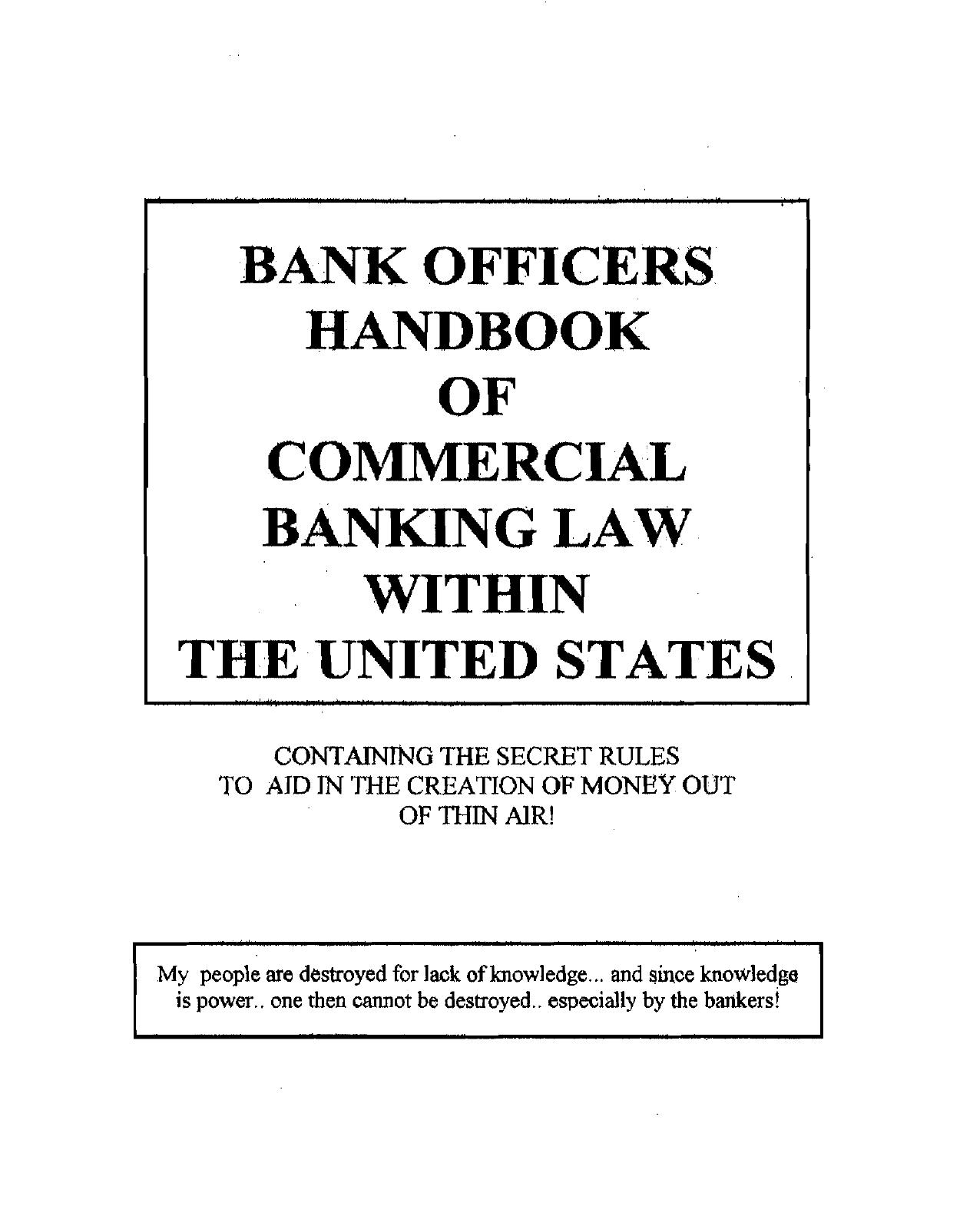Bank Officers Handbook of Commercial Banking Law 6th Ed