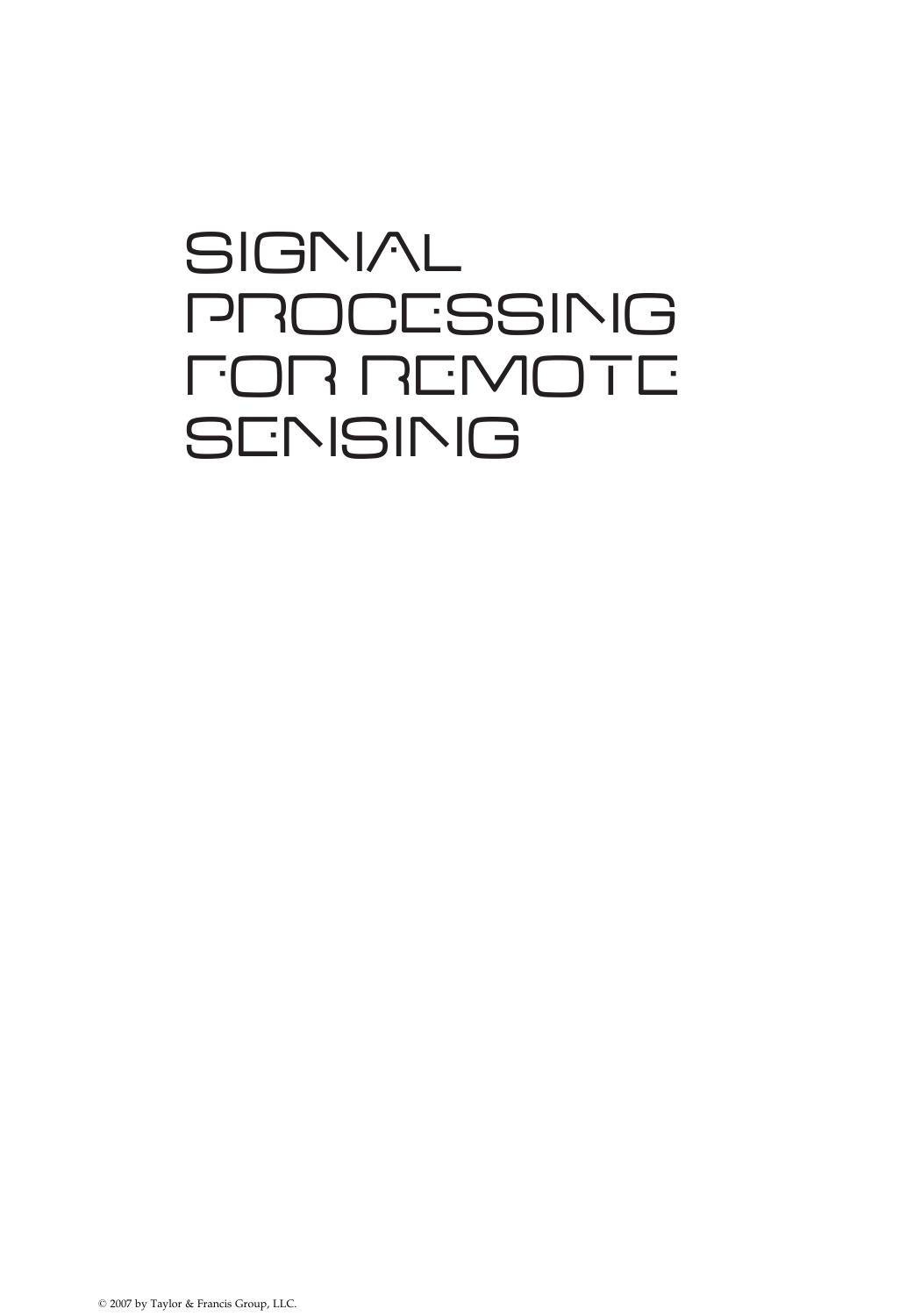 Signal Processing for Remote Sensing