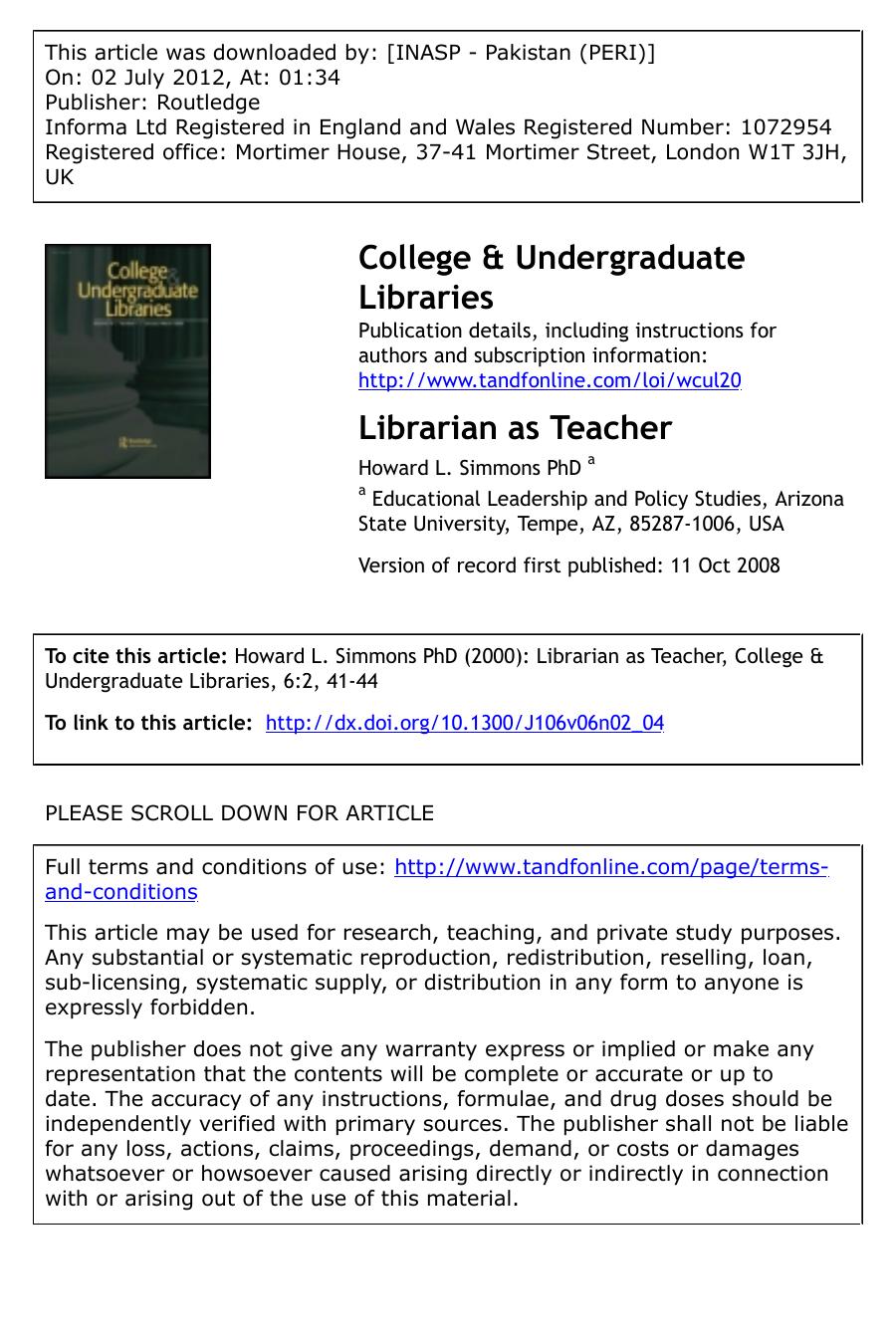 Librarian as Teacher
