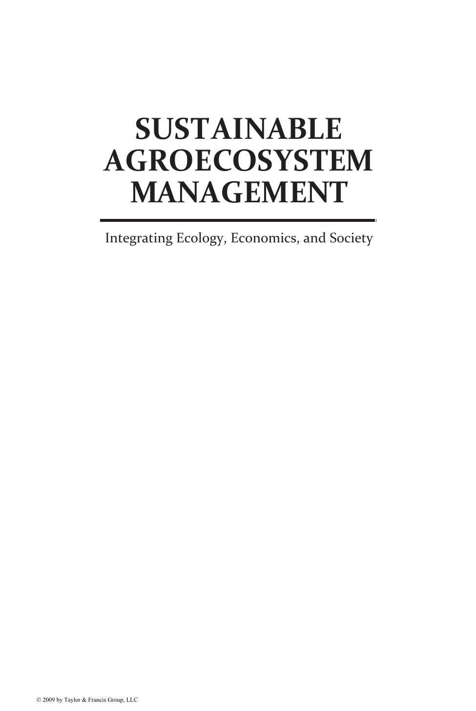 Sustainable Agroecosystem Management