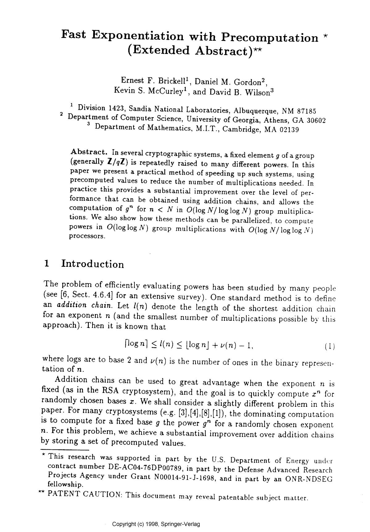 Fast exponentiation with precomputation (Extended abstract)