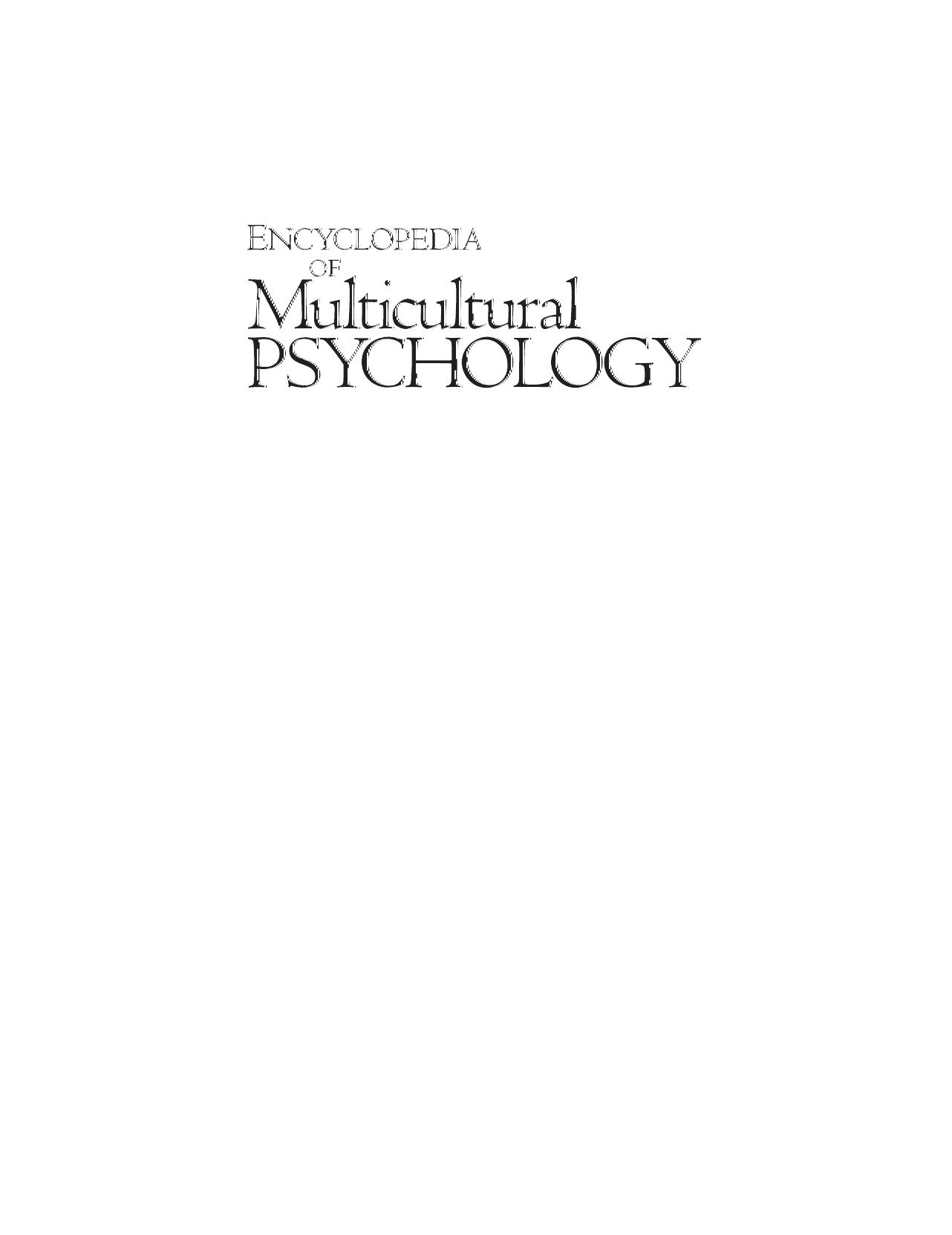 Encyclopedia of Multicultural Psychology