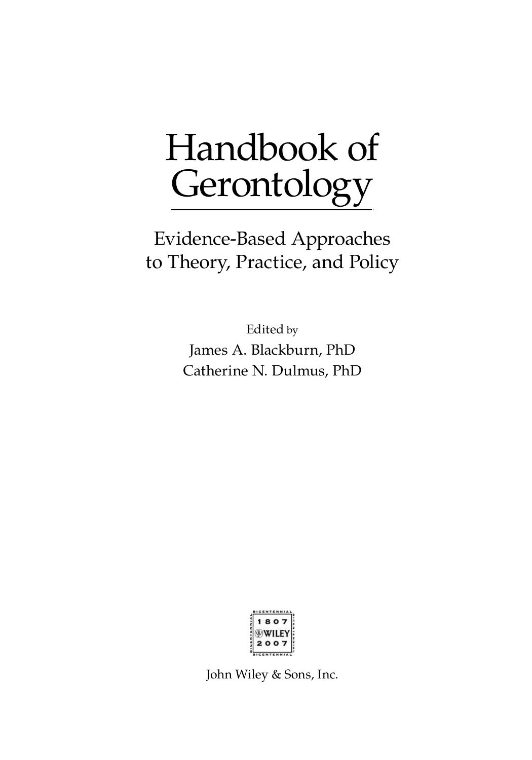 Handbook OF Gerontology
