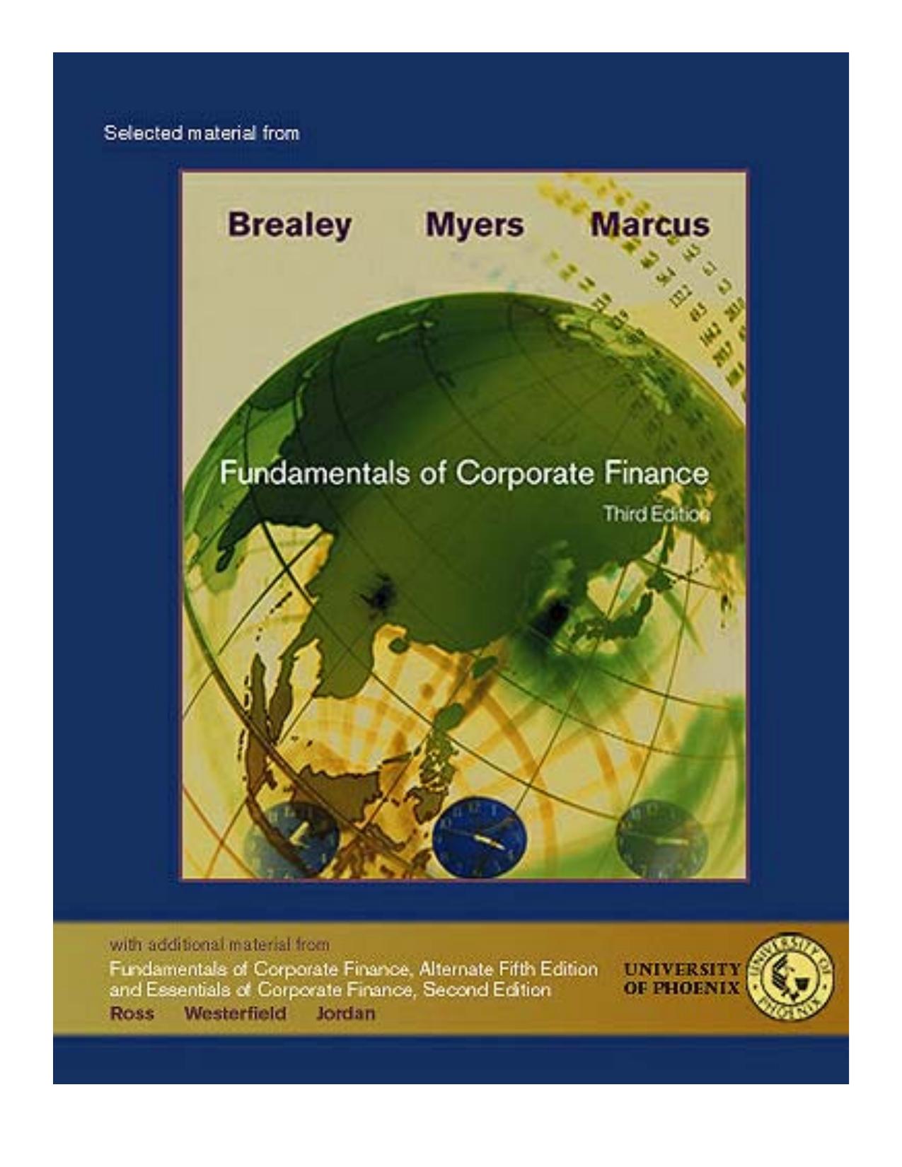 Selected Material from Fundamentals of Corporate Finance (Third Edition)