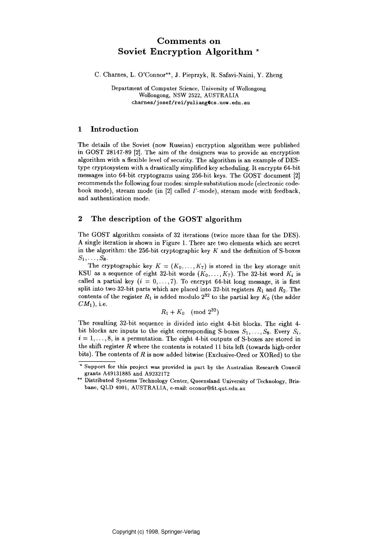 Comments on Soviet encryption algorithm