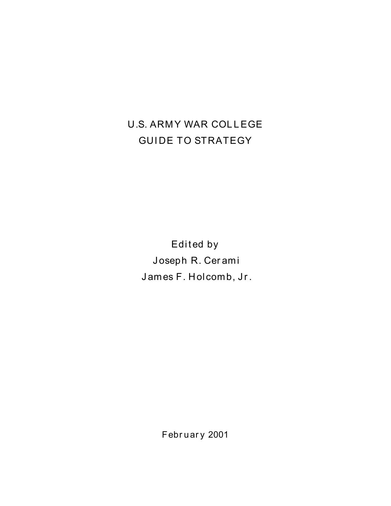 U.S. Army War College Guide to Strategy