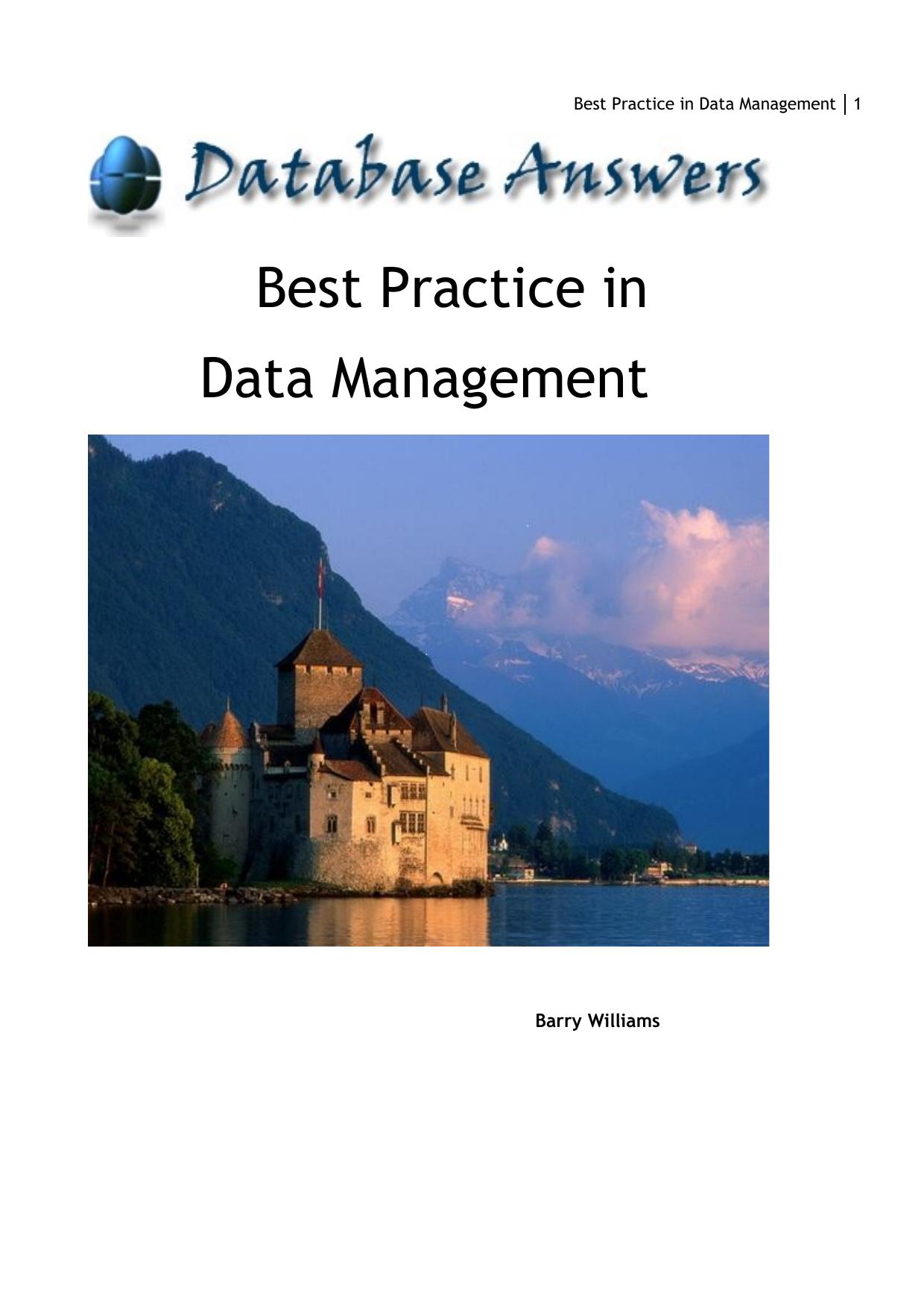 best practice in data managemen