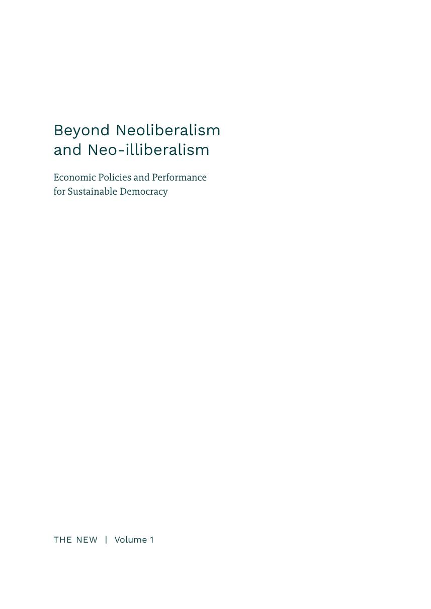 Beyond Neoliberalism and Neo-illiberalism: Economic Policies and Performance for Sustainable Democracy