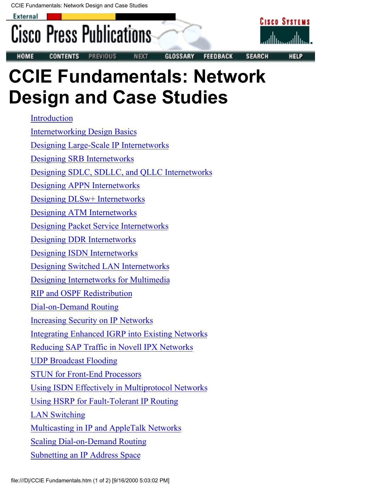 CCIE Fundamentals: Network Design and Case Studies