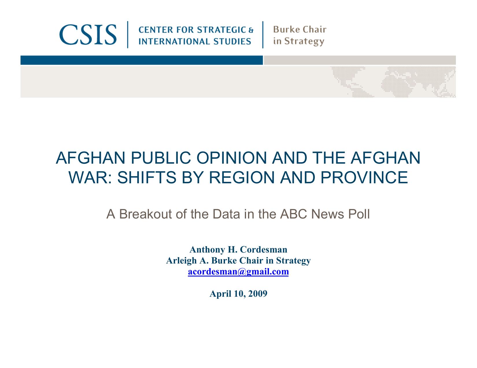 AFGHAN PUBLIC OPINION AND THE