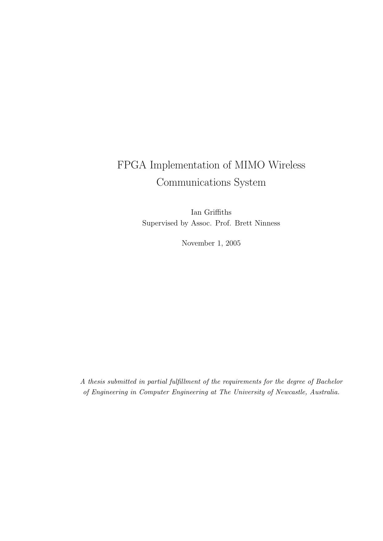 6637 FPGA Implementation of MIMO Wireless Communication System