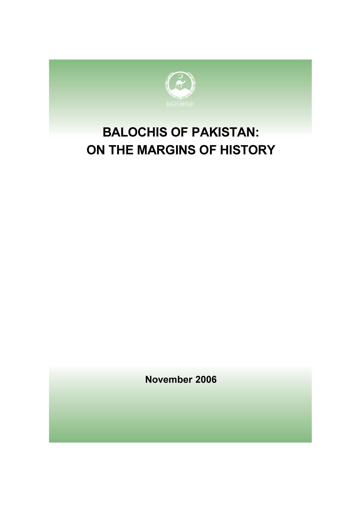 Balochis of Pakistan: On the Margins of History