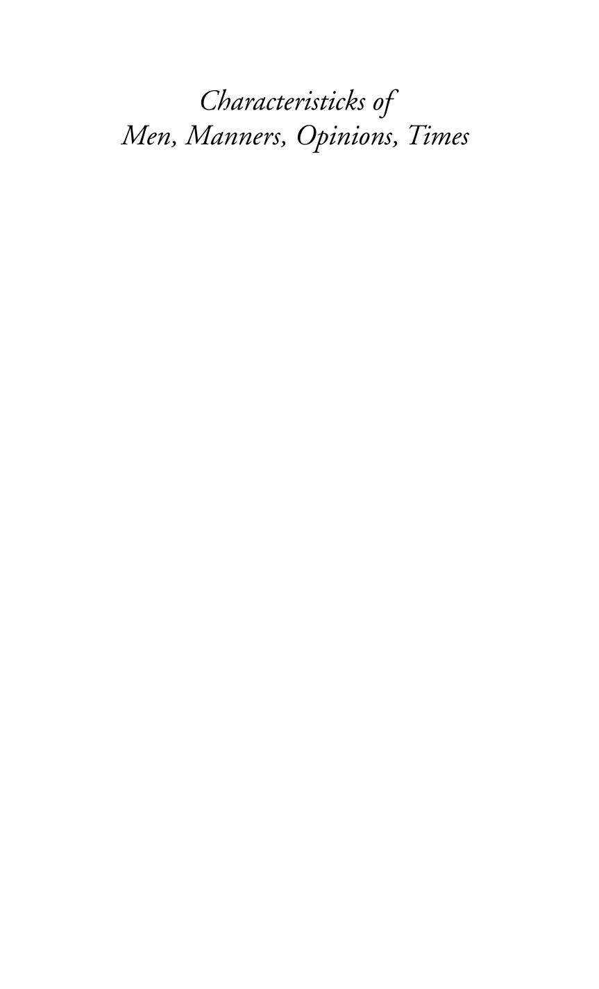 Characteristics of Men, Manners, Opinions, Times (Volume III)