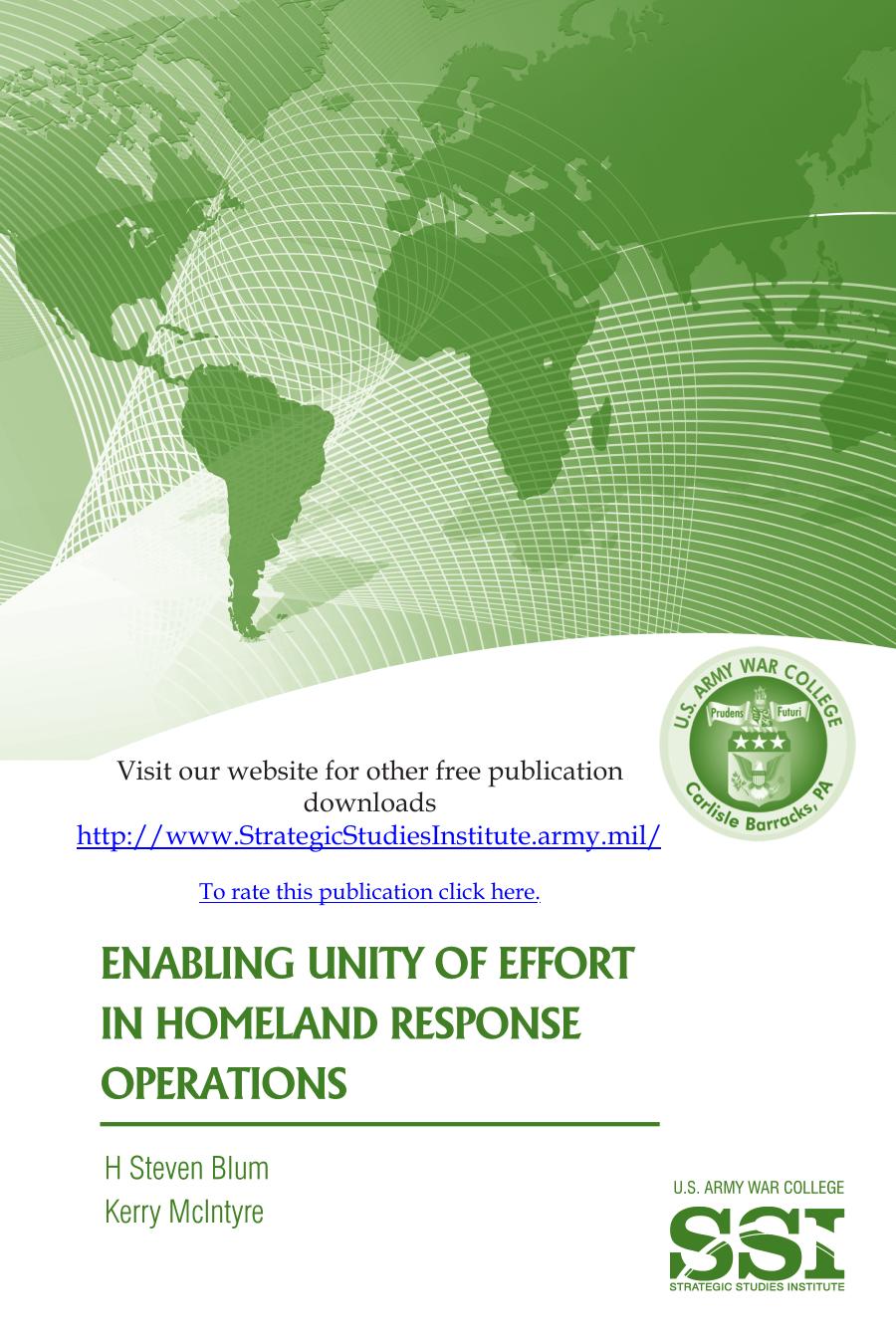 Enabling Unity of Effort in Homeland Response Operations