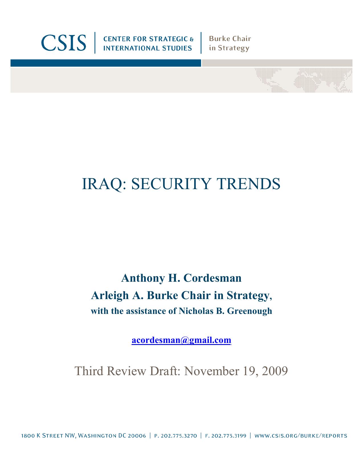 IRAQ SECURITY TRENDS