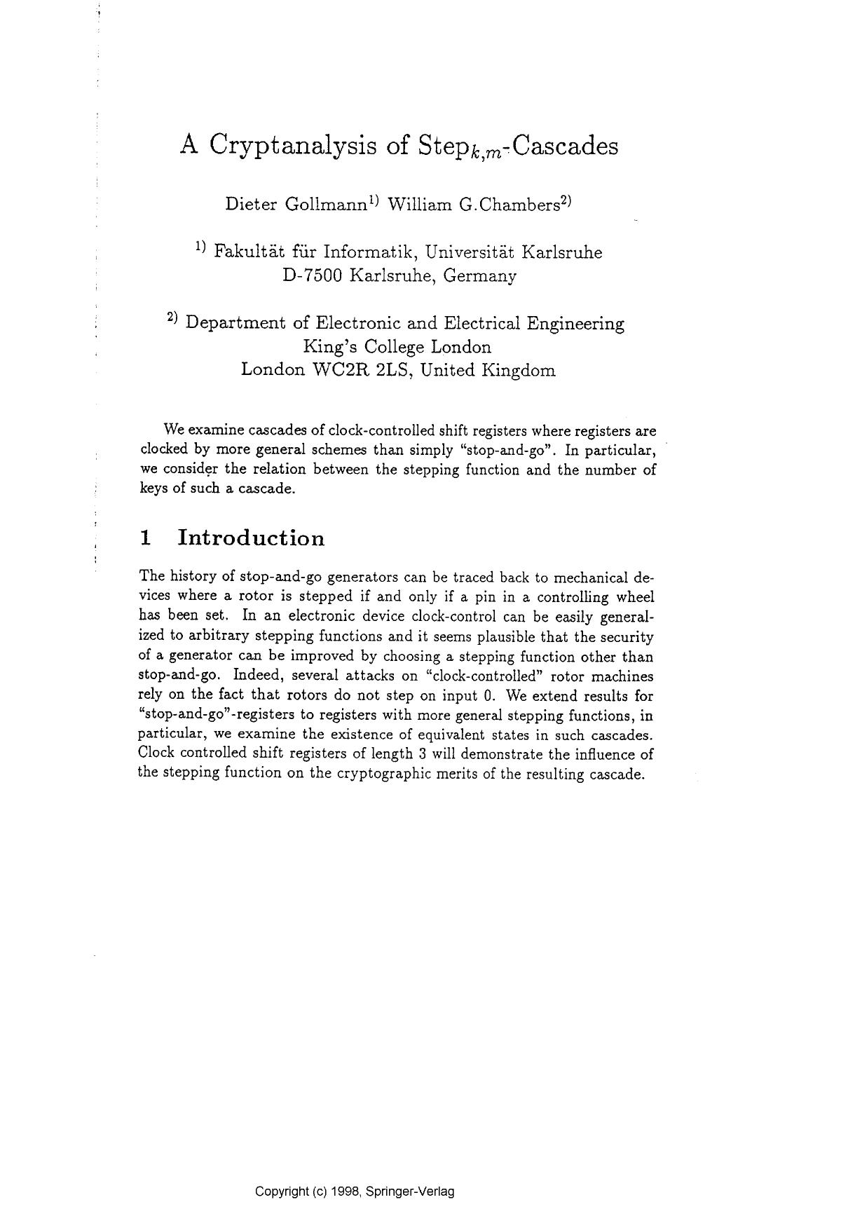 A cryptanalysis of Step_k,m-cascades