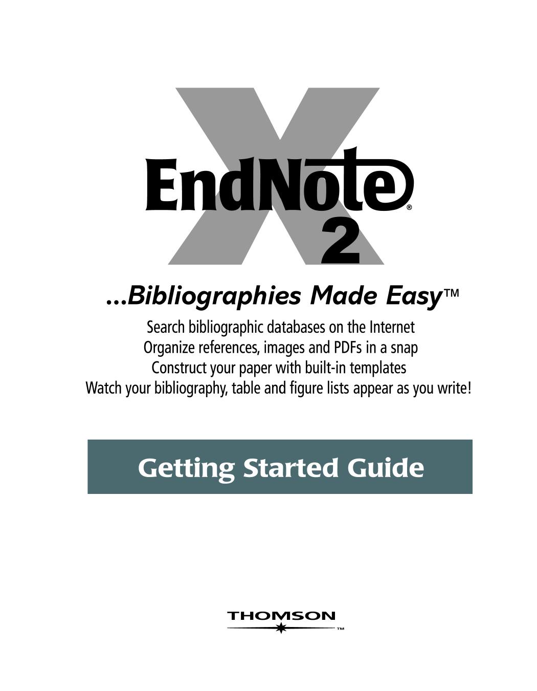 EndNote X2 Getting Started Guide (Windows)