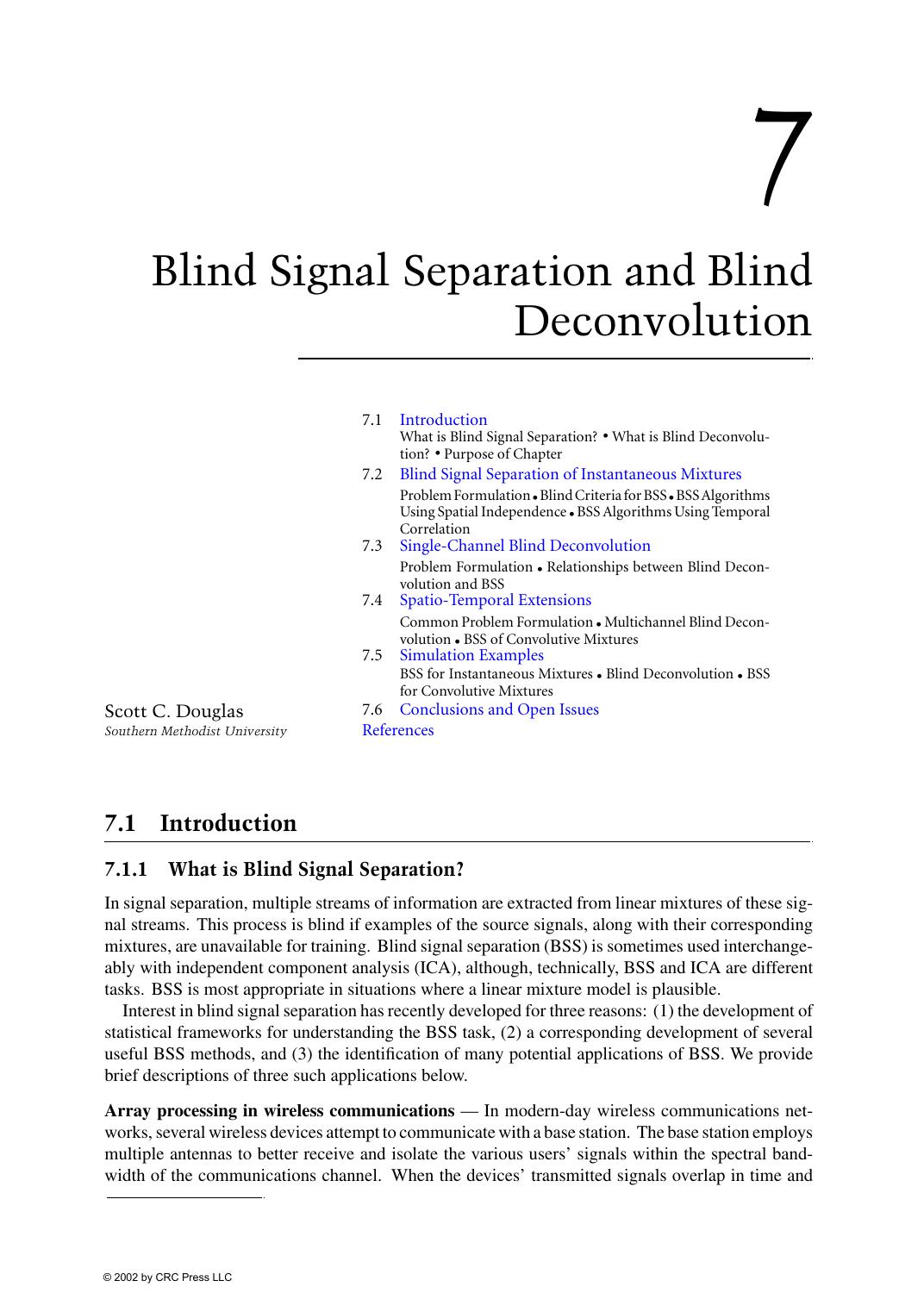 Chapter 7: Blind Signal Separation and Blind Deconvolution