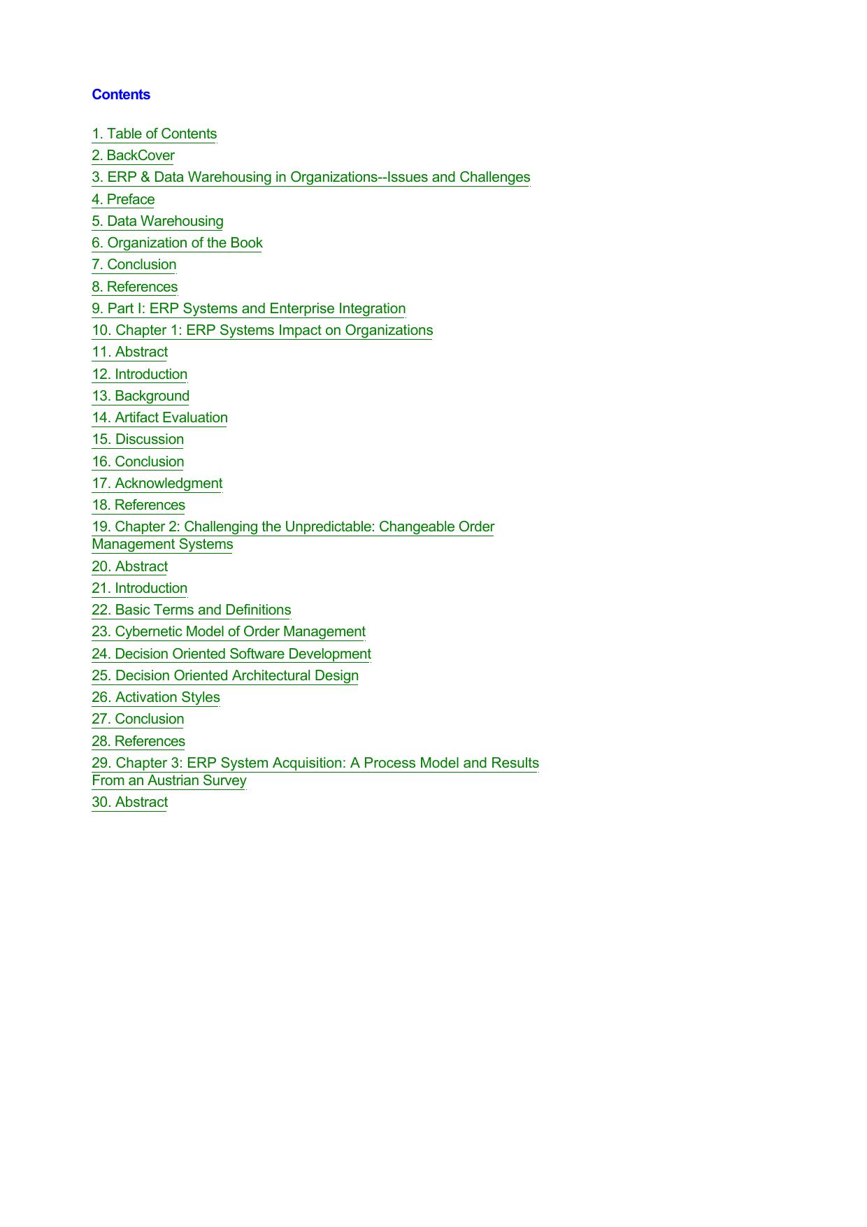 ERP data warehousing in organiz