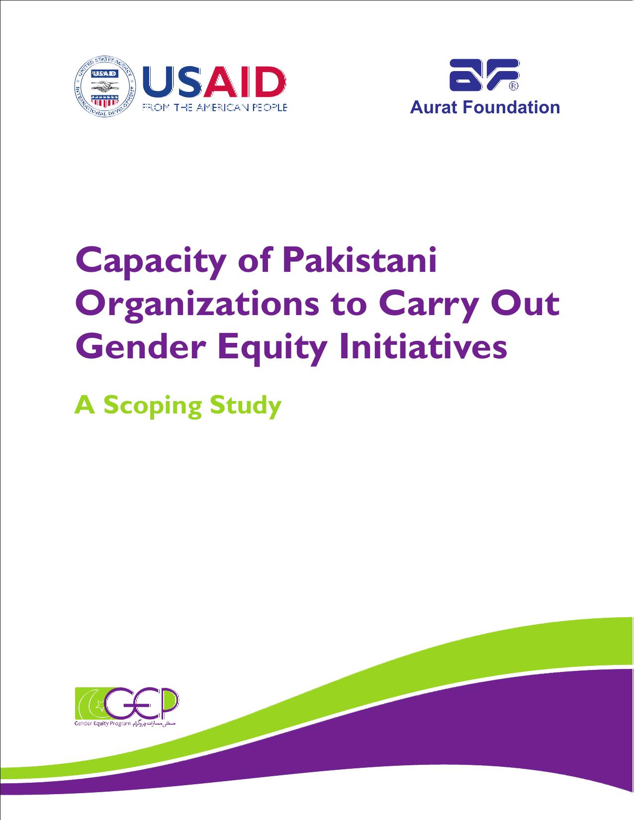 Capacity of Pakistani Organizations to Carry Out Gender Equity Initiatives
