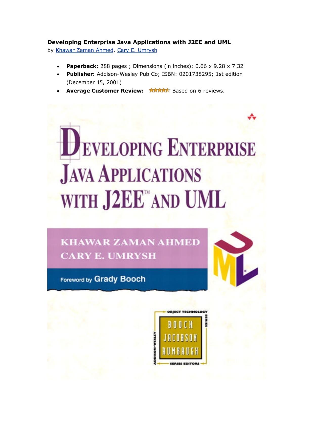 Developing Enterprise Java Applications with J2EE? and UM…