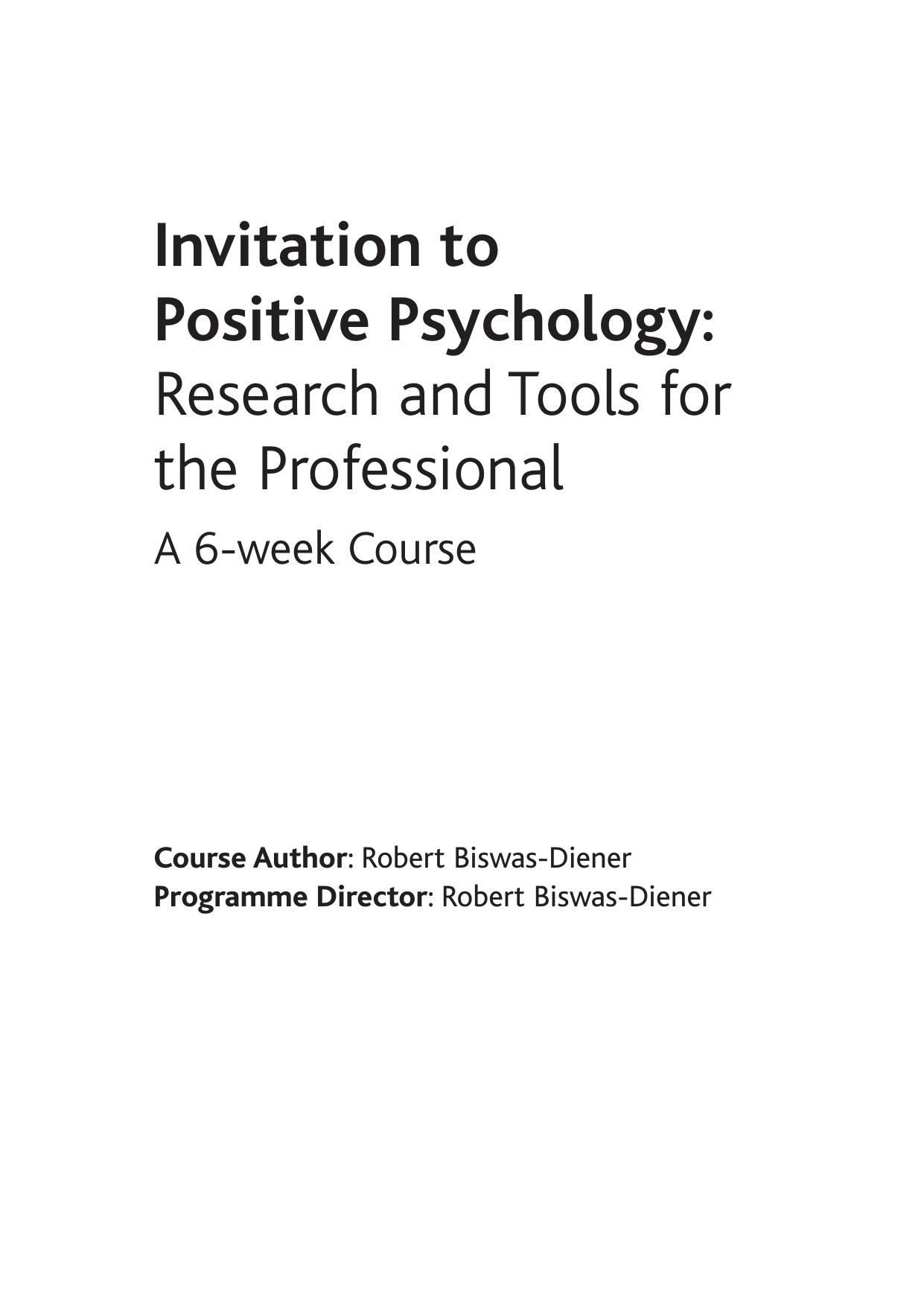Invitation to Positive Psychology